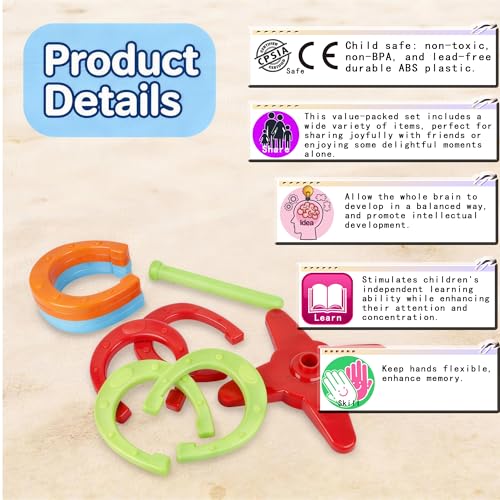 9.65" Horseshoes Ring Toss Game Set Includes 8 Horseshoes for Outdoor and Indoor Camping Backyard Beach Party