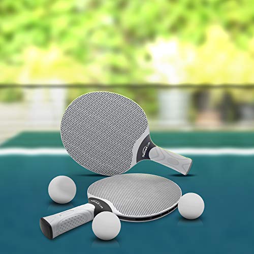 Senston Table Tennis Rackets Set, Professional Table Tennis Racket with 3 Balls, Composite Rubber Ping Pong Paddle Set - color: Gray & Net