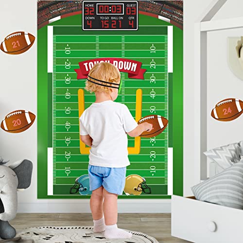PLULON Football Game for Kids Pin the Football on the Goalpost Poster with Stickers Birthday Party Favors Home Wall Decorations for Kids Adults Family Birthday Party Supplies - style: Football