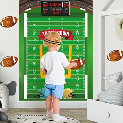 PLULON Football Game for Kids Pin the Football on the Goalpost Poster with Stickers Birthday Party Favors Home Wall Decorations for Kids Adults Family Birthday Party Supplies - style: Football
