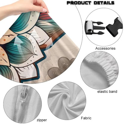 Rooster Print Gaming Chair Slip Cover Set Boho Mandala Flower Print Gaming Chair Covers Slipcovers 4Pcs with Armrest Cover Universal Fit for Desk/Swivel/Rotating Chairs Protector - color: Brown - Rooster Boho Mandala Flower