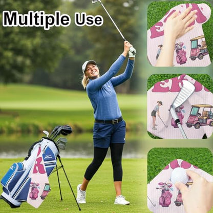 Funny Microfiber Pink Golf Towel with Clip, Golf Accessories for Women Golfers, Mothers Day Birthday Retirement Gifts for Mom Ladies Grandma Aunt Wife GolfFans, 16x24 Inch (Pink) - color: In My Golf Era