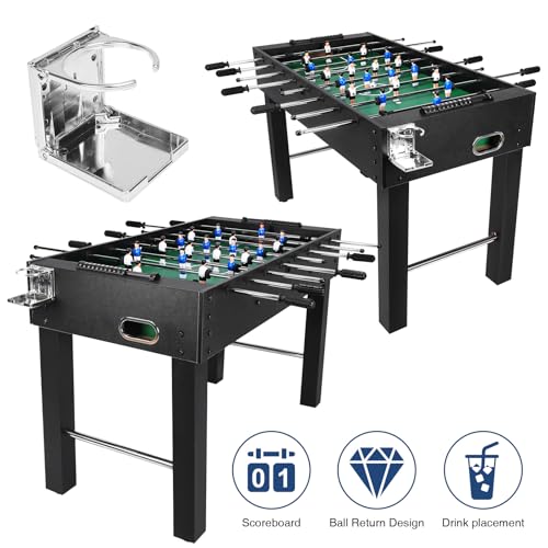Generic Large Foosball Table 47Inch Full Size Soccer Game Table for Adults Multifunction Heavy Duty Soccer Gaming Desk Football Arcade for Friends and Family Playing