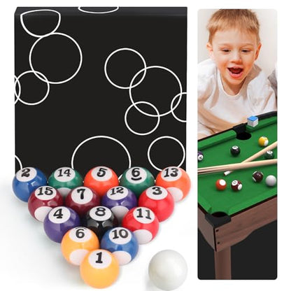 0.98 Inch Mini Billiard Balls Set, 16PCS Kids Pool Balls for Children's Table, Indoor/Outdoor Fun Game Toy Accessories for Children Over 36 Months