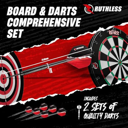 Ruthless | Rivals Family Dart Board Game | 18 * 1 Double Sided Dartboard Set Including 2 Sets of Darts (DB074).