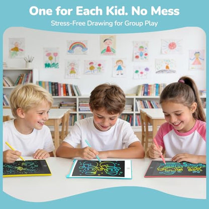TECJOE 4 Pack LCD Writing Tablet, 8.5 Inch Colorful Drawing Board, Kids Travel Games Activity Learning Toys, Birthday Gifts for 3-8 Year Old Boys Girls Toddlers Preschooler - color: Blue & Pink & Yellow & Purple