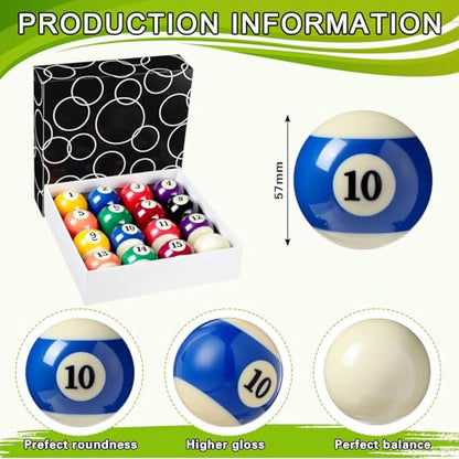 31 Pcs Pool Table Balls Billiard Accessory Kit with 16 Table Balls 1 Triangle Billiard Rack 1 Diamond Holder 12 Rack Cue Chalks 1 Brush for Friend Travel Office Desk Games Bartop - color: Gold