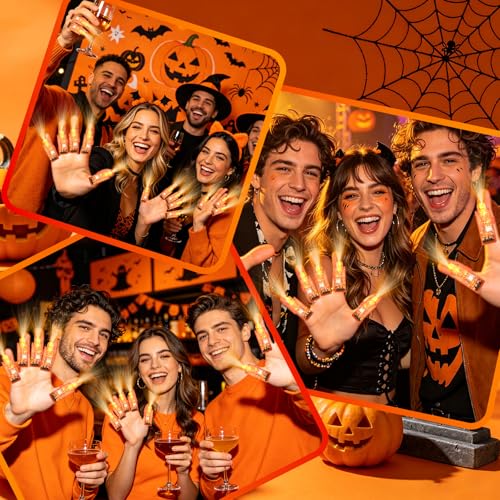 100pcs Finger Lights, Glow in the Dark Orange Flashlights Party Supplies, Halloween Party Favors for Kids, Goodie Bag Stuffers Classroom Prizes Carnival Birthday Concert Accessories - style: Orange-100