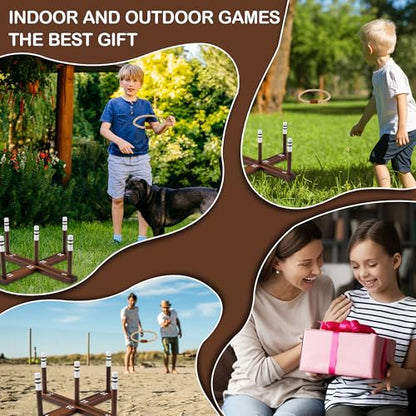 Ring Toss Game for Kids & Adults, Outdoor Yard Games for Adults and Family, Premium Ring Game with 6/10 Rope Rings & Carrying Bag, Perfect for Lawn, Backyard, Beach, Camping - size: Standard