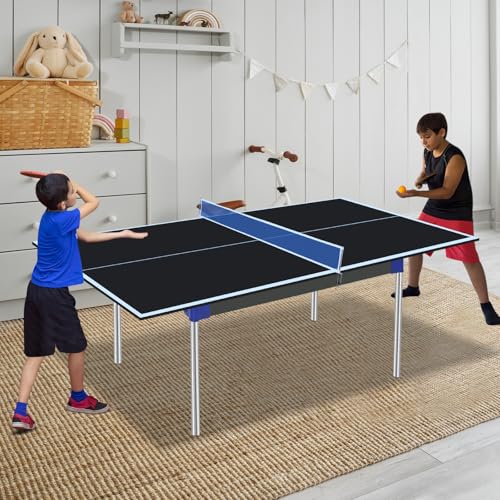 6/7/8/9Ft Mid-Size Ping Pong Conversion Top, Foldable Table Tennis Table Top with Net for Home Office - color: BLACK, size: 6*3 FT
