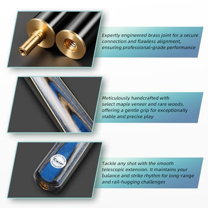 Kmise Snooker Pool Cue Sticks Set Blue Black 20oz