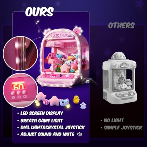 Skirfy Large Claws Machine Toy with LED Light & Adjustable Sound,16" Candy Dispenser Toys Mini Vending Machine for Kids Christmas Birthday Big Gifts for Girls Boys Ages 6+ - color: Pink