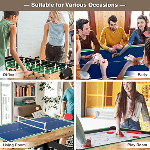KOTEK 10 in 1 Game Table, Stackable Multi Game Table with Hockey, Pool, Table Tennis, Bowling, Shuffleboard, Foosball & 4 Board Games, Easy Assembly for Home, Club, Family Game Night