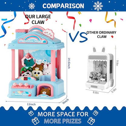 Mini Claw Machine for Kids | Electric Vending Machine Toy Arcade Game Toy with Mini Prizes, Candy Claw Machine Toys Adjustable Sound and Music, Birthday Gifts for Girls - style: Blue Rainbow Claw Machine