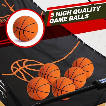 Folding Basketball Arcade Game,Double Basketball Shooting Machine,Electronic Scoring Shooting Machine,with 5 No. 3 Basketballs (B) - color: B