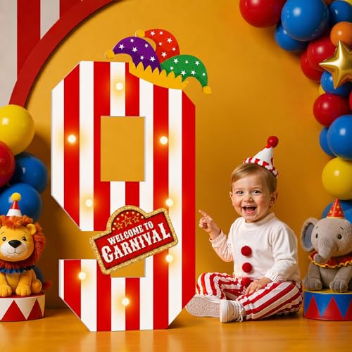imprsv Carnival Decorations Circus Theme Party Decorations3ft Large Marquee Numbers for 9th Birthday Party Decor (Number 9) - color: Number 9
