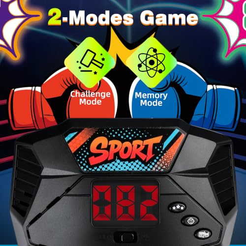 Kids Inflatable Punching Bag with Electronic Score Counter Music Lights 4 Game Modes, Complete Boxing Set with Gloves Air Pump, Indoor Outdoor Martial Arts Toy Gift for Boys Girls 4-12