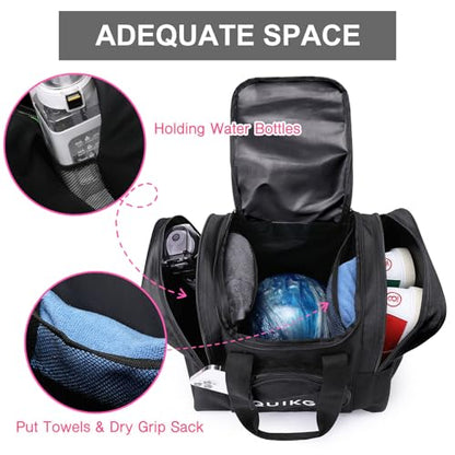 Bowling Ball Bag for Single Ball, Tote Bowling Bag with Padded Ball Holder - color: Black