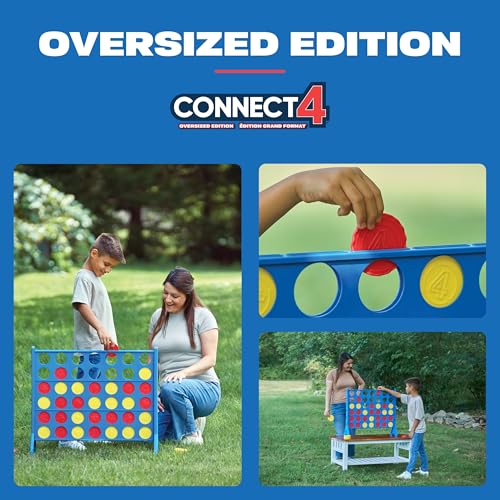 EastPoint Oversized Connect 4 Game - Oversized Edition, Blue, 42-Count Discs - Giant Connect 4 for Lawn & Yard Play - Board Games for Kids & Adults - Quick Slide-Release Reset for Travel & Parties