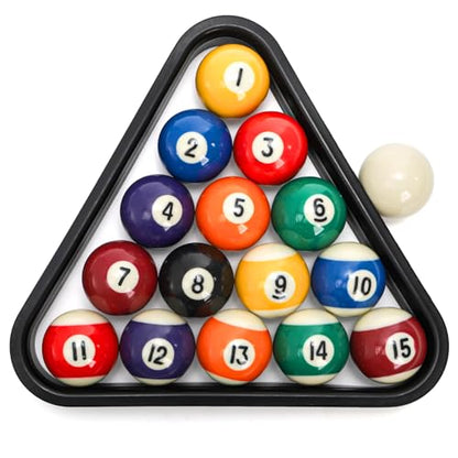 TOPZEA Billiard Balls Set Mini Size, 1-1/2 Inch Pool Ball Set, Complete 16 Balls with Billard Rack for 6 Feet Pool, Snooker Pools Table Accessories, American Style