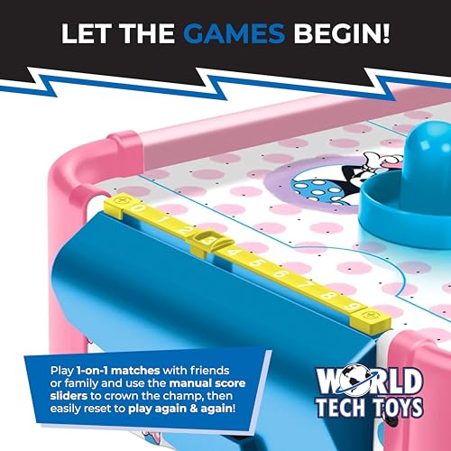 Disney Minnie Mouse Air Hockey Table for Kids - Wooden Tabletop Game with Puck, Pushers & Air Flow System - Disney Toys for Kids 4+