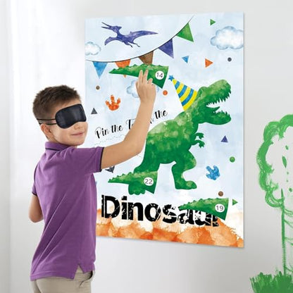 WERNNSAI Pin the Tail on The Dinosaur - T-Rex Dinosaur Birthday Decorations Roar Dino Theme Party Games for Toddlers Kids Boys Room Wall Decor 21" x 28" Poster with 24 Stickers and Blindfold - style: Dinosaur C