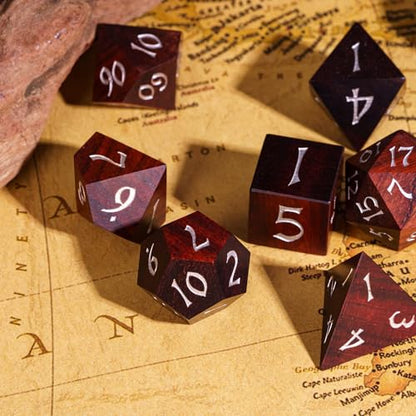 Wooden DND Dice Set, Natural Wood Polyhedral Dice Set D&D with Metal Box for Role Playing Games and Tabletop Games (Red Sandalwood) - color: Big Red Sandalwood