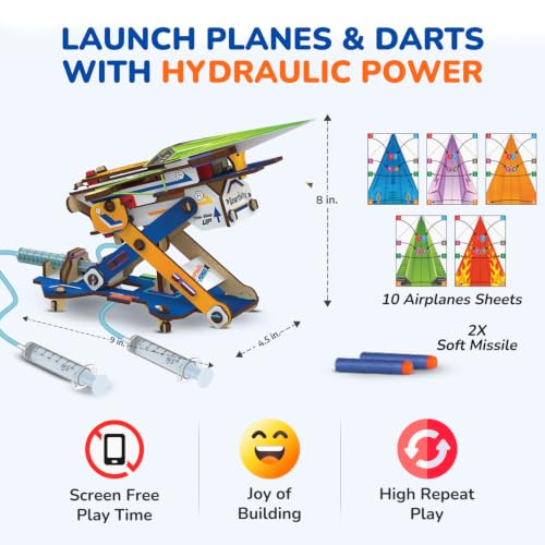 Smartivity DIY 2in1 Hydraulic Paper Airplanes & Darts Launcher STEM Toy for Kids Ages 6-14 Years I Birthday Gifts for Smart Kids | Science Kit for Boys & Girls 6, 8,10,12,14 Years Old - style: Hydraulic Plane Launcher