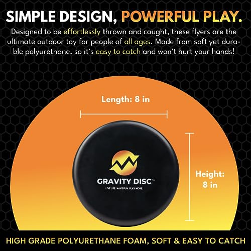 Gravity Disc Foam Fliers – Perfect Alternative for Hard Plastic Frisbees – Amazing Frisbees for Kids and Outdoor Activities - Soft Frisbee Aids in Avoiding Injury Contact