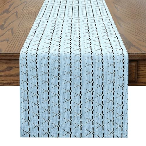 Erosebridal Blue Hockey Table Runner 13x48, Ice Hockey Table Runners for Kids Boys Girls, Racket Ball Sports Tabletop Decor for Dining Living Room Bedroom, Lacrosse Sticks Games Dresser Scarf - size: 13" X 72"