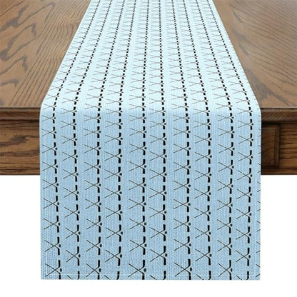 Erosebridal Blue Hockey Table Runner 13x48, Ice Hockey Table Runners for Kids Boys Girls, Racket Ball Sports Tabletop Decor for Dining Living Room Bedroom, Lacrosse Sticks Games Dresser Scarf - size: 13" X 108"