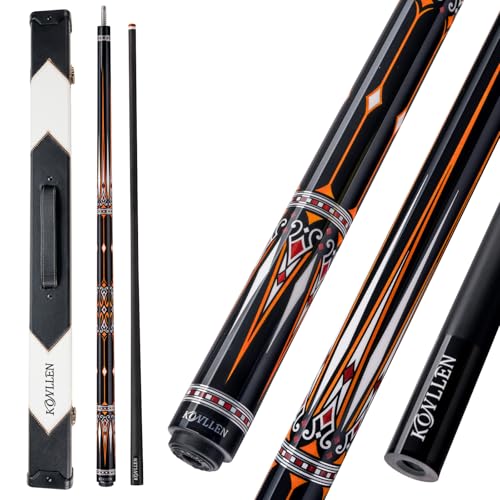 KONLLEN Carbon Fiber Pool Cue 2.0, 58-inch Low Deflection Billiard Stick for Adults with 12.5mm Tip and Pro Taper - color: 013 AK-15F 2.0-yellow