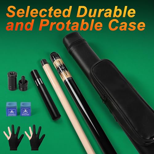 Pool Cues Stick,3 in 1 Adjustable Maple Pool Cue Stick Sets Cue Sticks 58 inch Pool Cues Adult Canadian Maple Wood Billiard Stick with Carry Case Joint Protective Cover - color: 19oz+Extension Rod