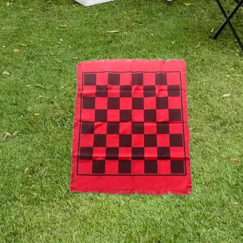 predolo Checkers Board Game Set,Classic 3 in 1 Indoor and Outdoor Activity Checker Game Mat, Toe Game Giant Checkers, red
