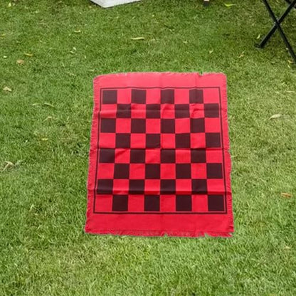 predolo Checkers Board Game Set,Classic 3 in 1 Indoor and Outdoor Activity Checker Game Mat, Toe Game Giant Checkers, red