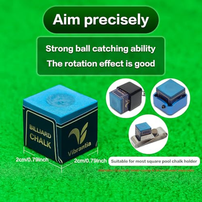 Pro Billiard Pool Cue Chalk 12 Cubes Low Dust for Snooker 8-Ball | Tournament Standard Billiard Chalk, Super Dense Low Dust Formula, 12 Cubes with Portable Storage Box, for Snooker Pool 8-Ball