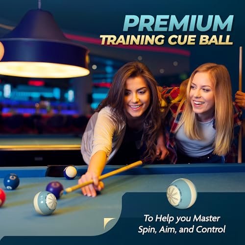 Cue Balls for Pool Table - Durable, Scratch-Resistant Weighted Cue Ball Trainer - Training Focused & Easy to Clean - Regulation Size, Marked Targeted Design for Beginners & Coaches