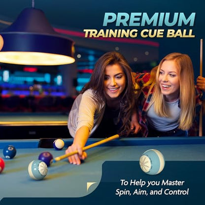 Cue Balls for Pool Table - Durable, Scratch-Resistant Weighted Cue Ball Trainer - Training Focused & Easy to Clean - Regulation Size, Marked Targeted Design for Beginners & Coaches