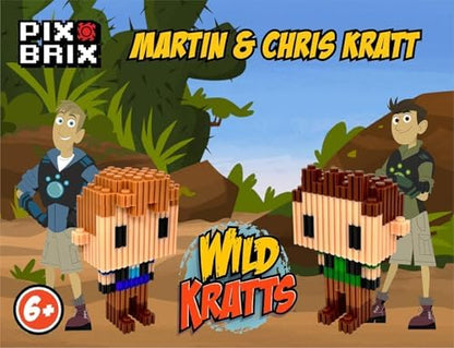Pix Brix - Wild Kratts Toy Pixel Art Kit - Kratt Brothers Figures, 329 Pieces - Patented Slide + Stack Pixel Puzzle Building Bricks, Create Martin & Chris Figures - Stem Toys, Ages 6 Plus - style: Martin & Chris Kratt
