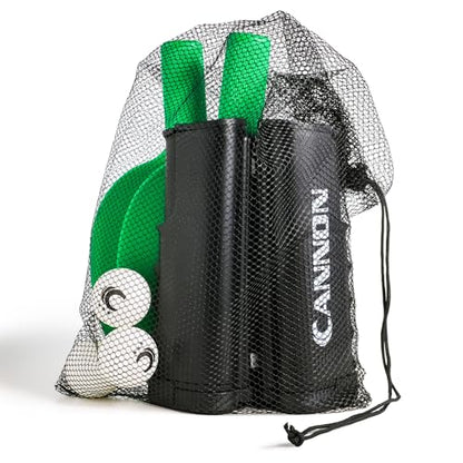 Cannon Sports Table Tennis Set – 4 Unbreakable Paddles, 6 3-Star Balls, Retractable Net & Carry Bag – Clamp-On Portable Ping Pong Net Fits Tables up to 2 Inch Thick, Extends to 6 Feet - color: Green