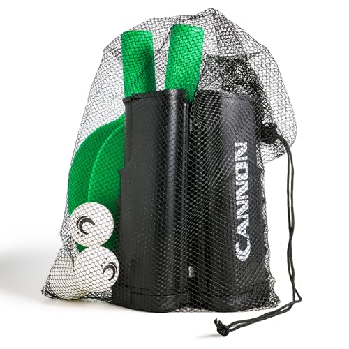 Cannon Sports Table Tennis Set – 2 Unbreakable Paddles, 6 3-Star Balls, Retractable Net & Carry Bag – Clamp-On Portable Ping Pong Net Fits Tables up to 2 Inch Thick, Extends to 6 Feet - color: Green