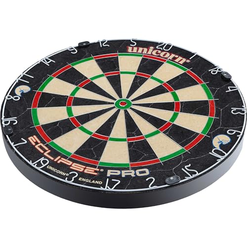 Unicorn Eclipse Pro & Ultra Championship Edition Bristle Steel Tip Dartboards - Ultra-Slim Wire, Staple-Free Bullseye-Increased Target Area, Premium Self-Healing Sisal, High-Vis Rotatable Number Ring