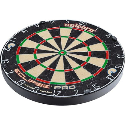 Unicorn Eclipse Pro & Ultra Championship Edition Bristle Steel Tip Dartboards - Ultra-Slim Wire, Staple-Free Bullseye-Increased Target Area, Premium Self-Healing Sisal, High-Vis Rotatable Number Ring