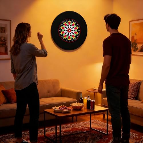 17.75in Splicing Dartboard Wall Protector | Dart Board EVA Dartboard Backboard Wall Surround | Durable Backboard for Dart Boards - Professional Darts Accessory for Starters & Professional (Black)