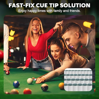 40Pcs Slip On Pool Cue Tips Replacement Kit, 4 Sizes Upgrade Pool Stick Tips for Snooker and Pool Cues, No Glue, Fast-Fix Solution for Stick Tip Replacement (9mm/10mm/12mm/13mm, 10pcs Each)