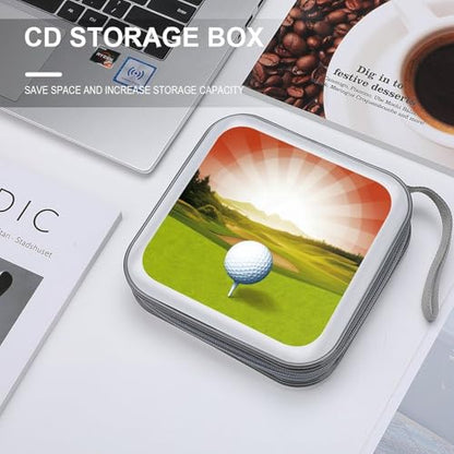 Golf Sport DVD Storage Bags with Zipper, CD Portable Case Holder with Handles, Large Storage Stackable Media Binder for Travel, Cabinet, Home, Office, Car