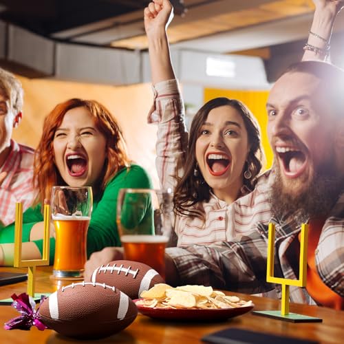 Wonderjune 6 Pcs Football Goal Post Table Centerpieces Sports Party Decorations 4 x 3.5 Inch Wooden Photo Frame for Table Centerpieces with Base for Fans Club Birthday Supplies