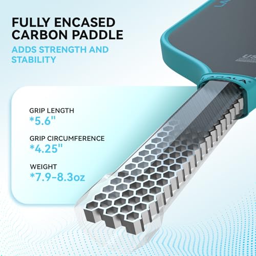 Pickleball Paddle, Raw Carbon Fiber T700 Abrasion-Resistant Surface, 16MM Polypropylene Honeycomb core, USAPA Approved, High Grit,The Pickleball Paddle Designed for Control Spin & Consistency