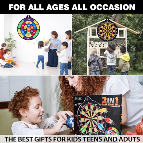 HELLO PAPAYA Magnetic Dart Board - 12Magnetic Darts+12Sticky Balls Or 2 Toy Gun+40 Foam Dart,Fun for Family Game and Party with Friends, Christmas Birthday Gifts Toys for 3-12 Year Old Boys - style: 14in-12Magnetic Darts+12Sticky Balls