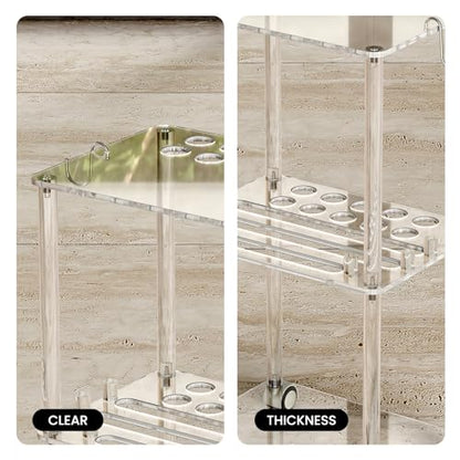 Sumerflos Acrylic Pool Stick Holder with Casters - Hold 10 Cues & 16 Balls Clear Pool Cue Rack for Billiard Game Room Portable